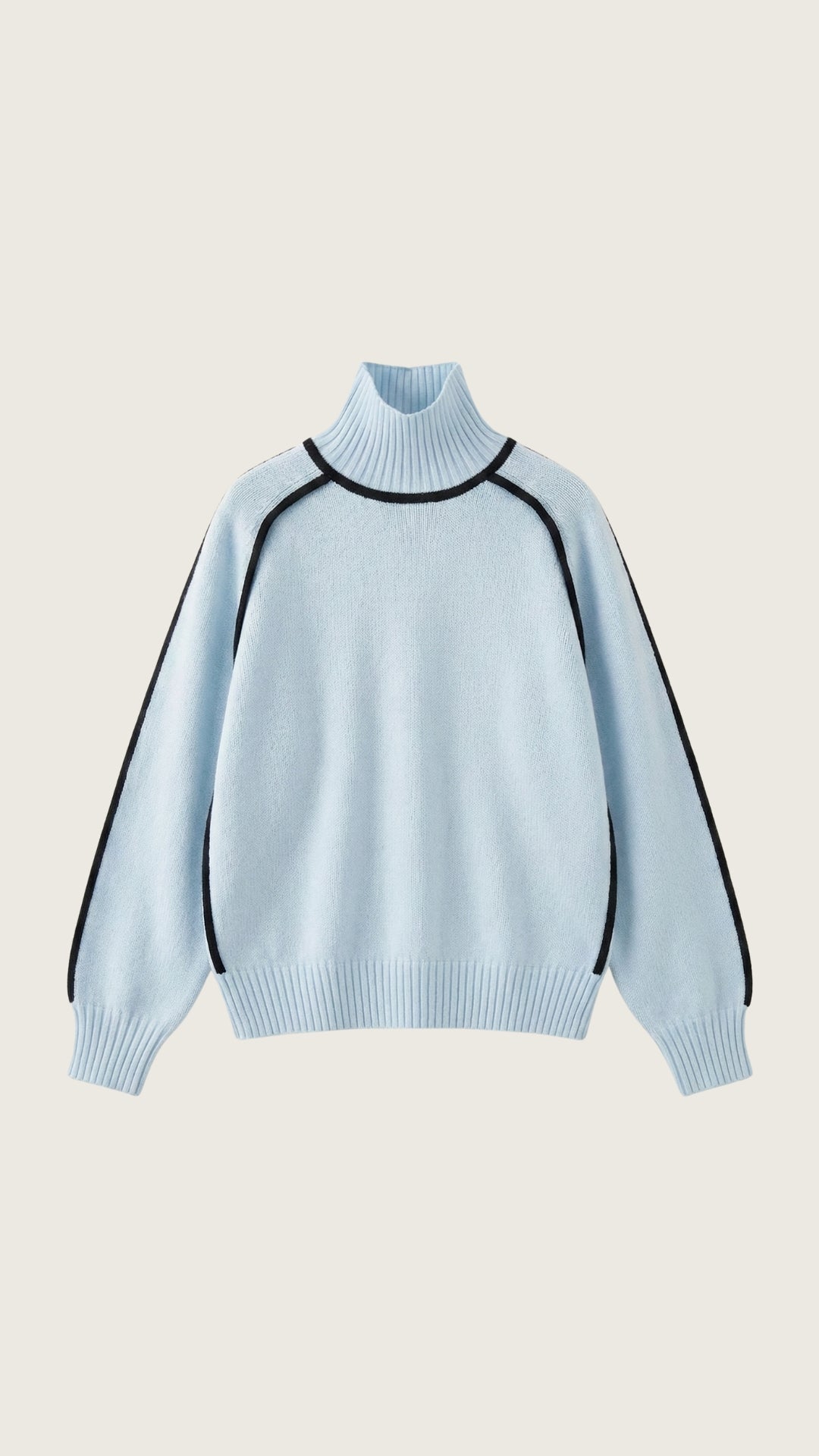 Jersey Rachel de Cuello Alto con Rayas en Contraste