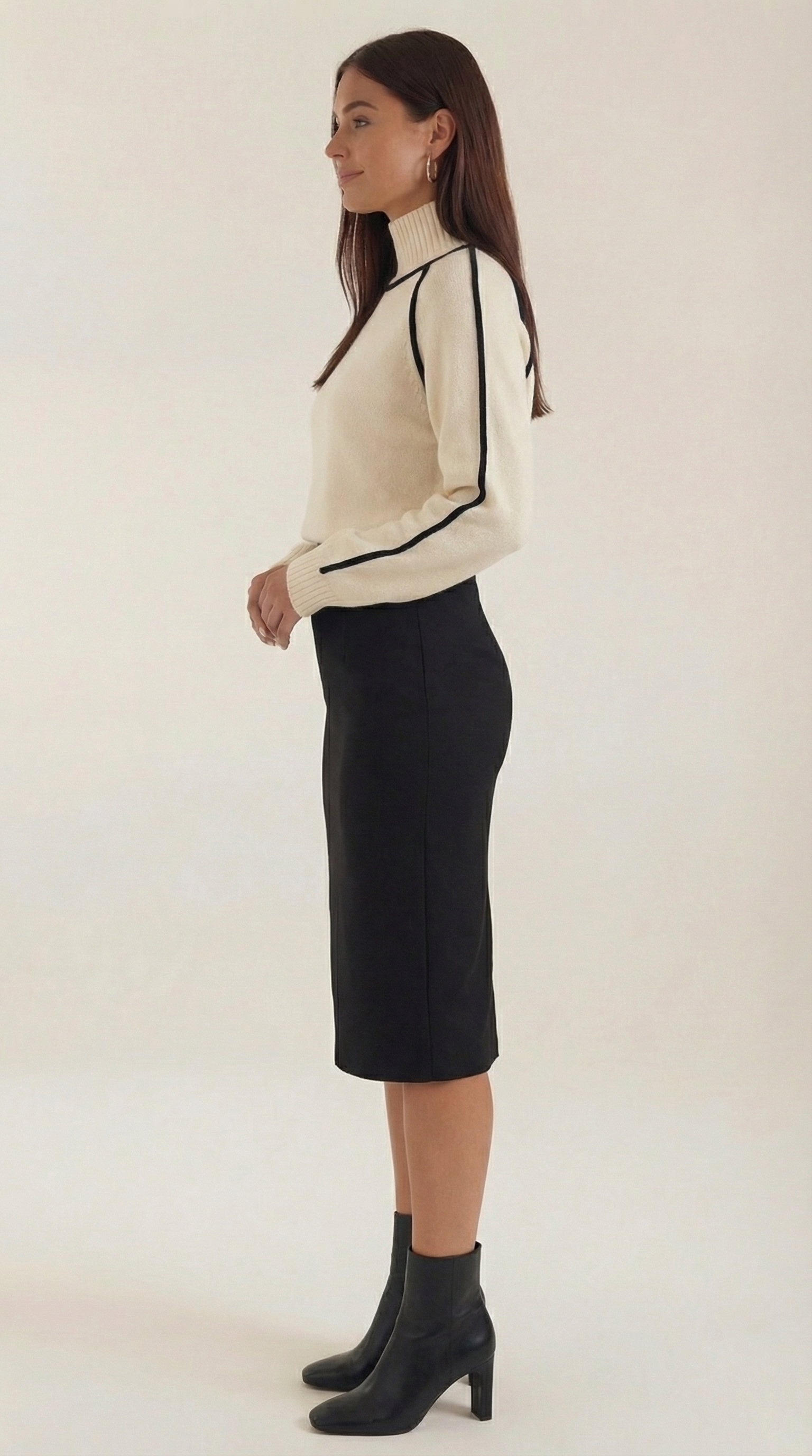 Jersey Rachel de Cuello Alto con Rayas en Contraste