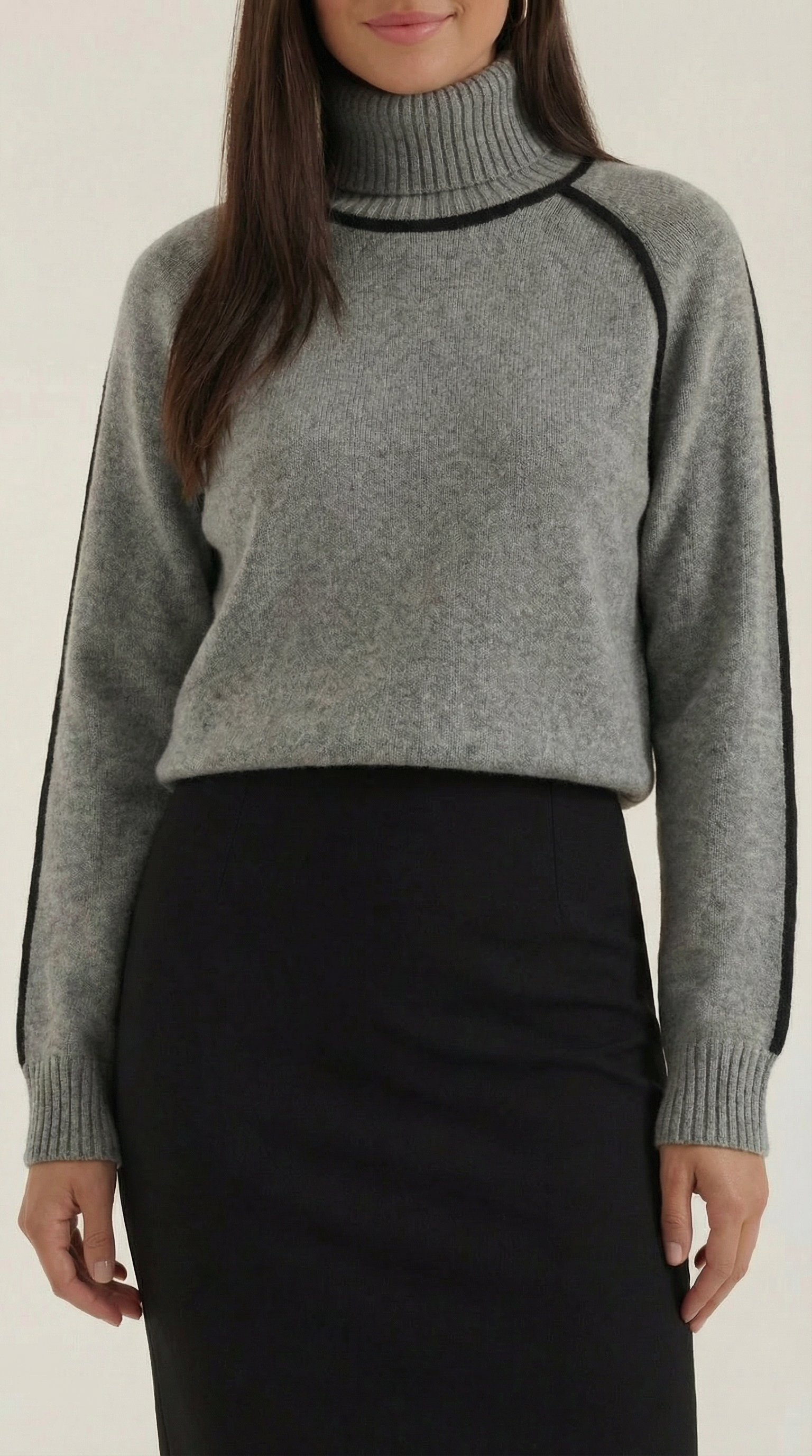 Jersey Rachel de Cuello Alto con Rayas en Contraste