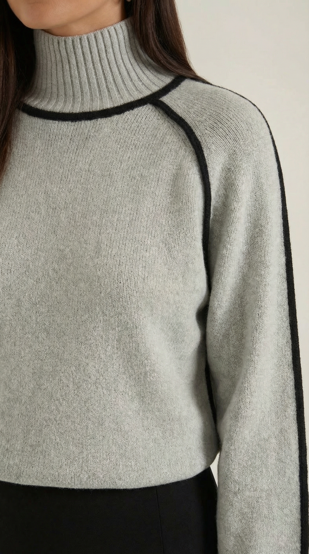 Jersey Rachel de Cuello Alto con Rayas en Contraste