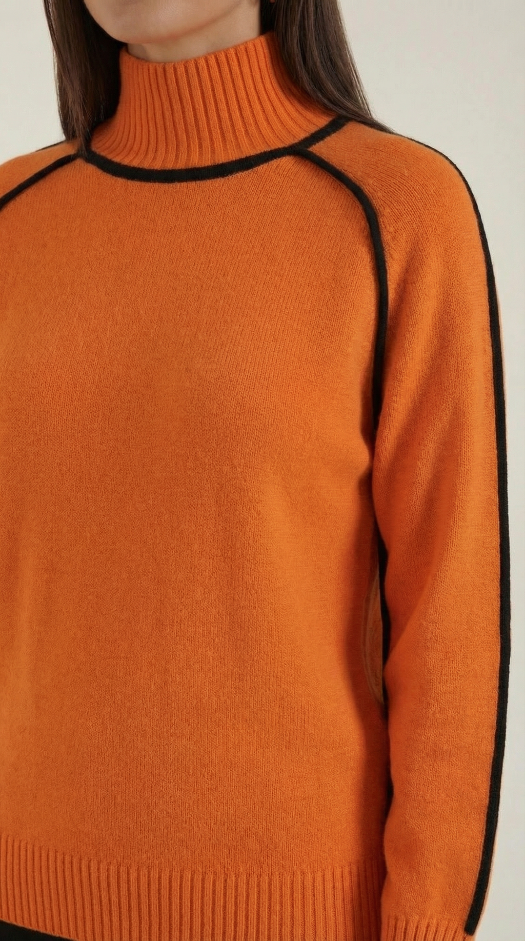Jersey Rachel de Cuello Alto con Rayas en Contraste