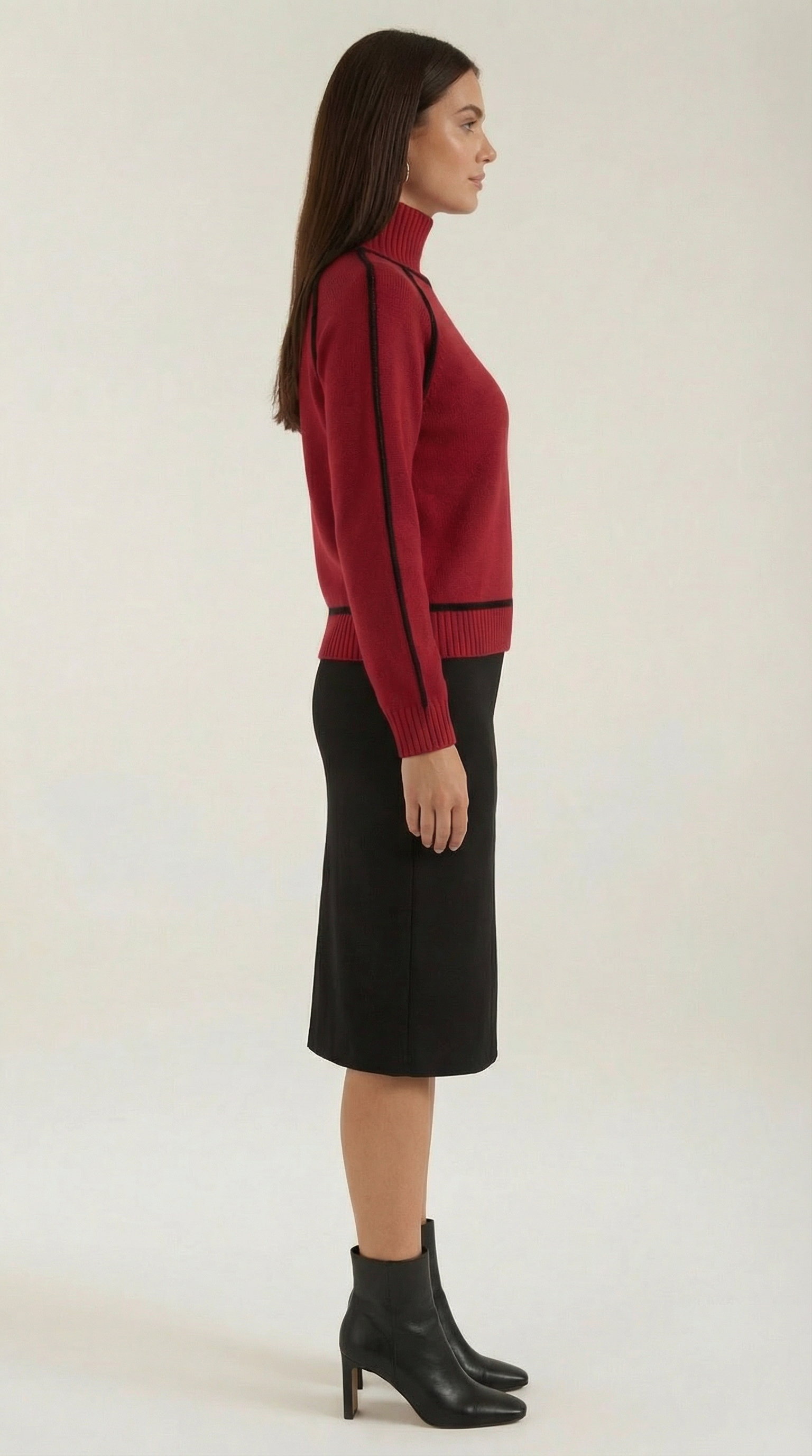 Jersey Rachel de Cuello Alto con Rayas en Contraste