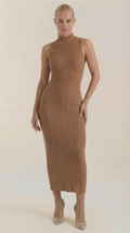 Vestido Maxi Sonia Ajustado con Cuello Alto
