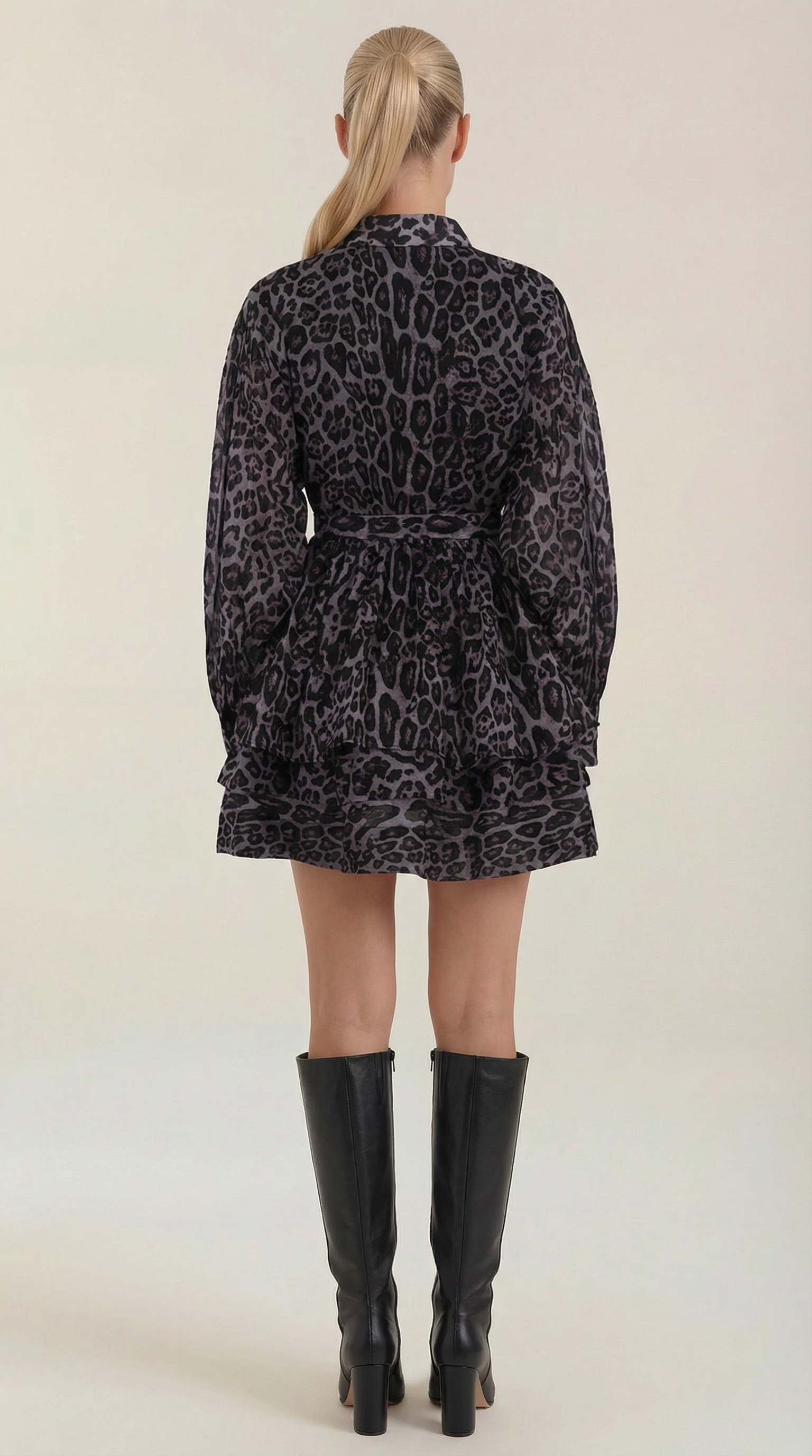 Vestido Camisero Mini Stella con Estampado Leopardo