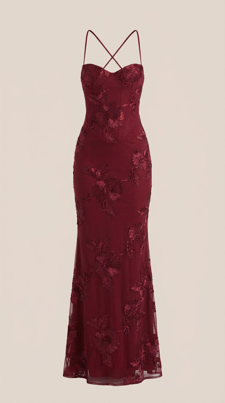 Vestido Maxi Chantal con Corsé y Estampado Floral