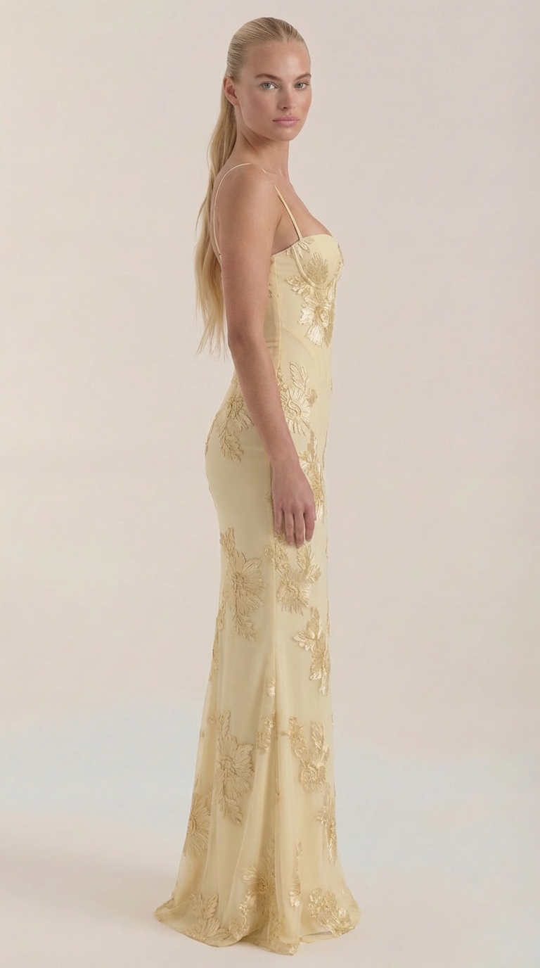 Vestido Maxi Chantal con Corsé y Estampado Floral