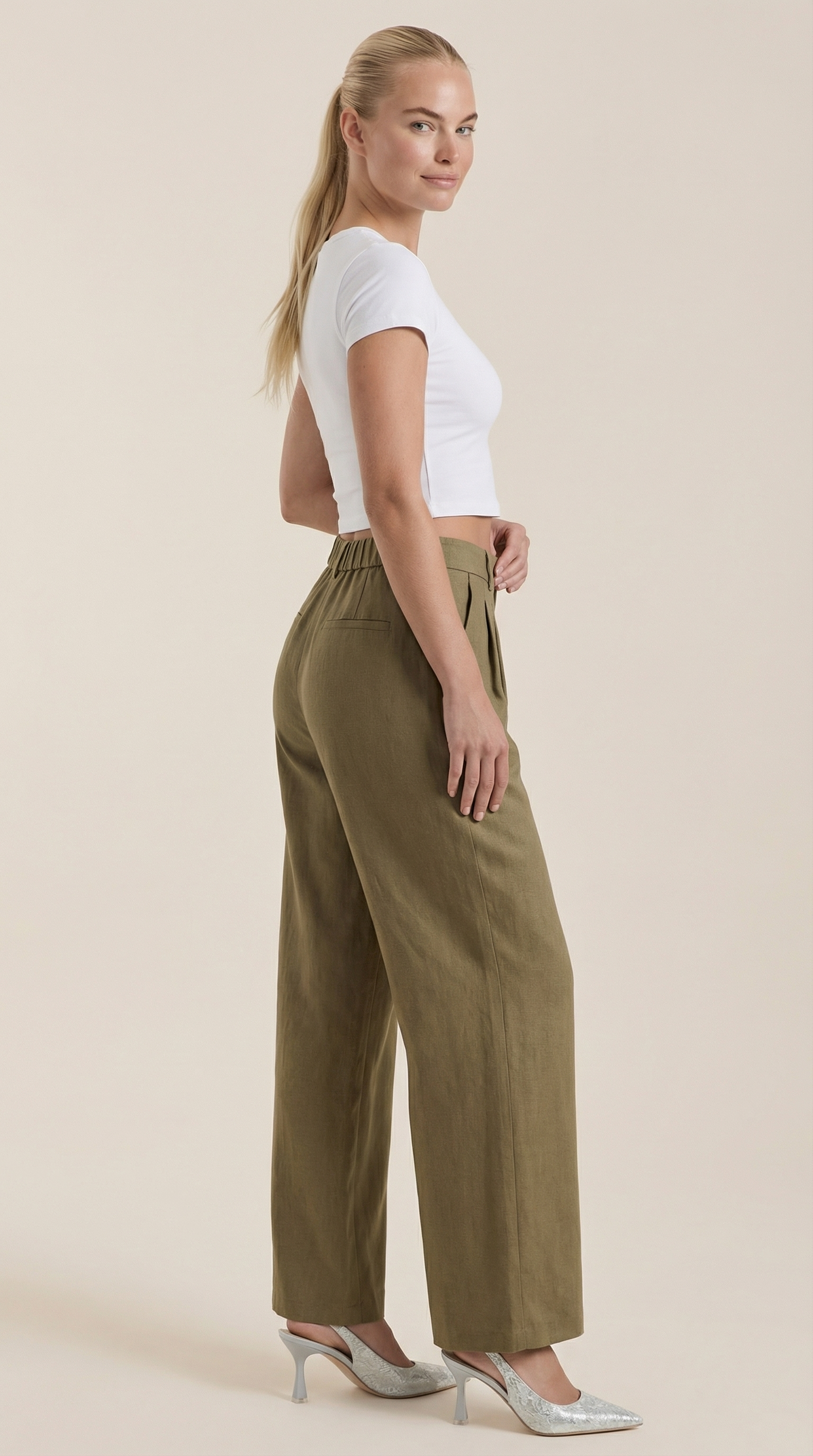 Pantalón Ancho Courtney de Mezcla de Lino