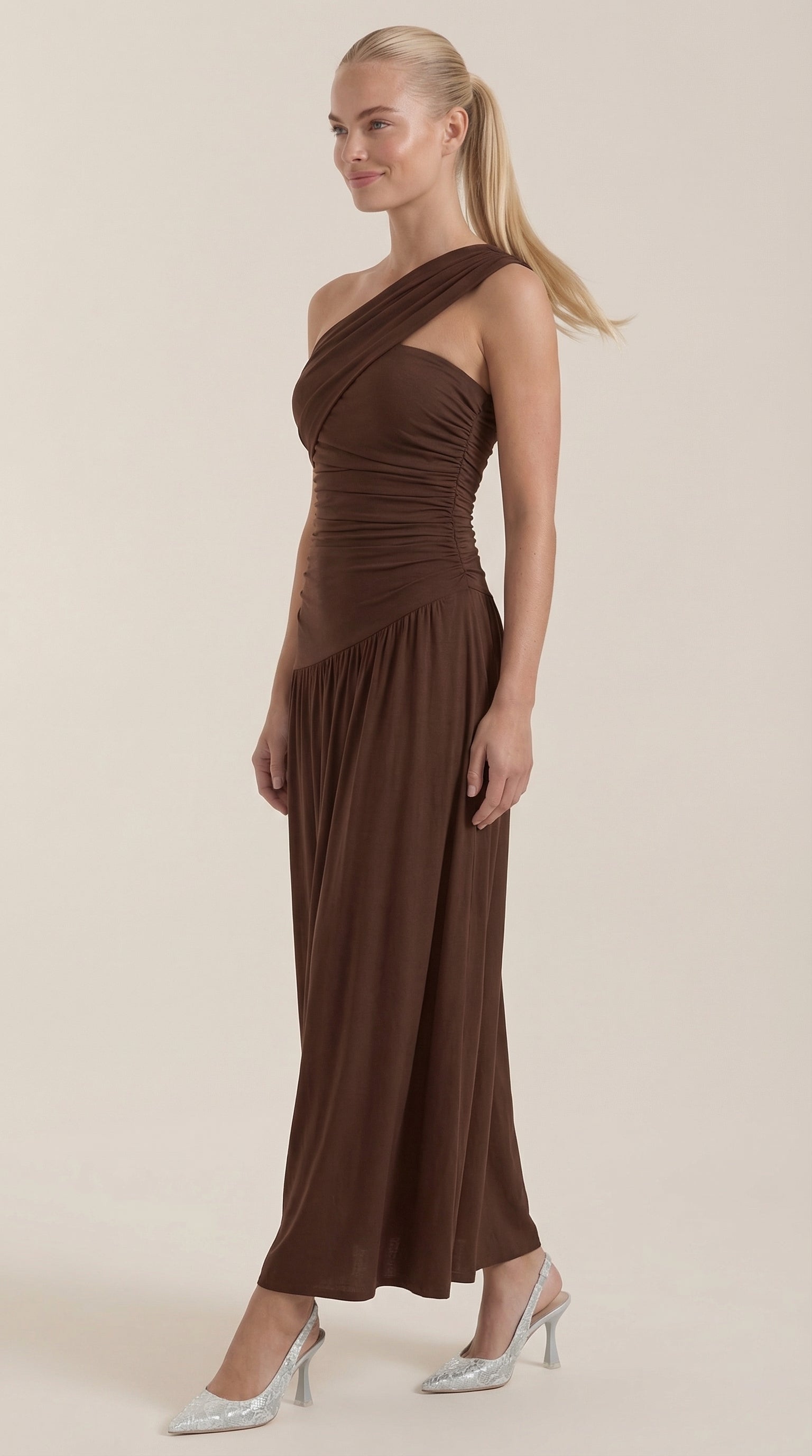 Vestido Maxi Enid con Tirante de Un Hombro
