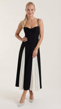 Vestido Midi Goldie con Falda Plisada Bicolor