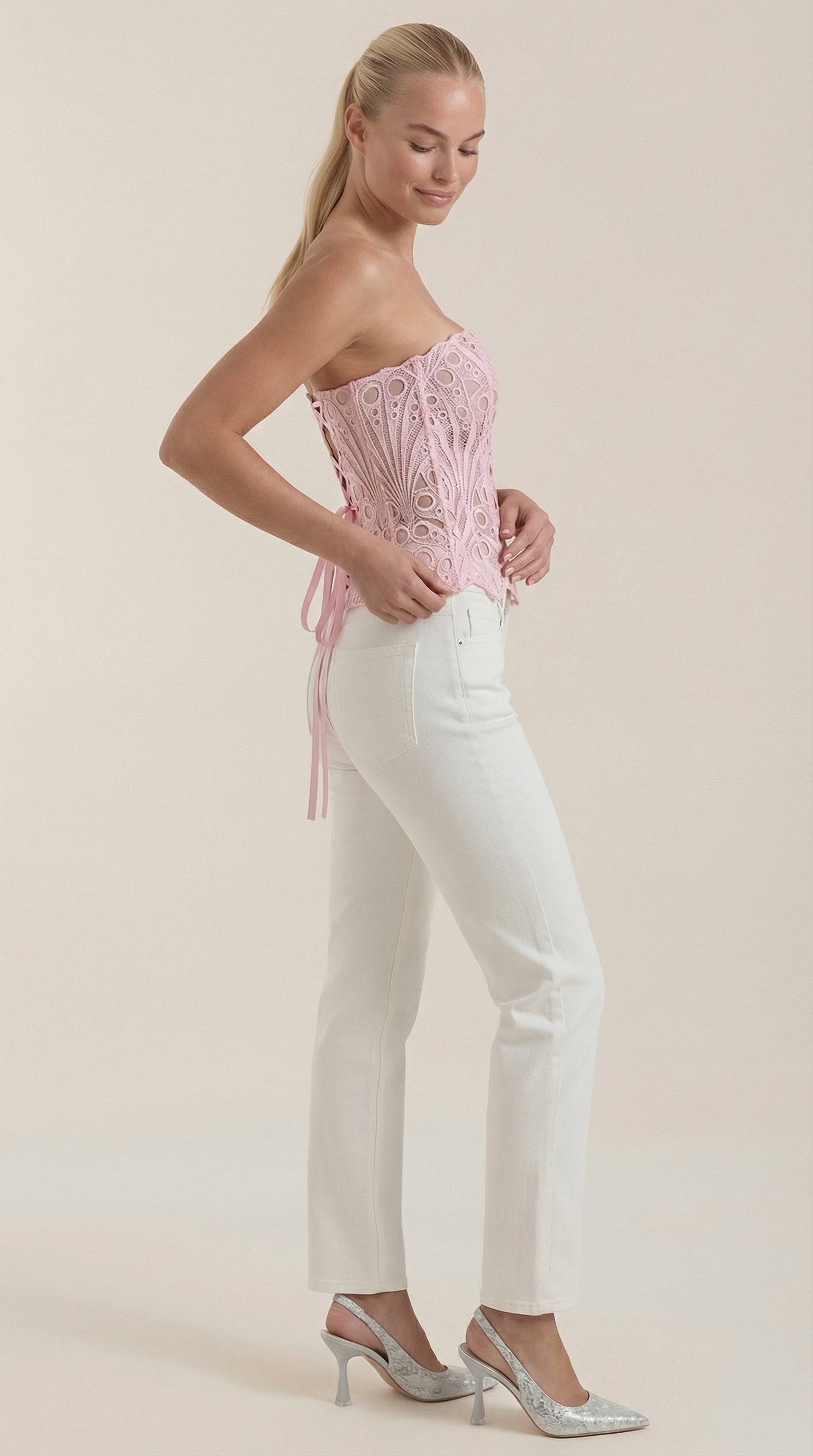 Top Corsé Robyn de Encaje sin Tirantes