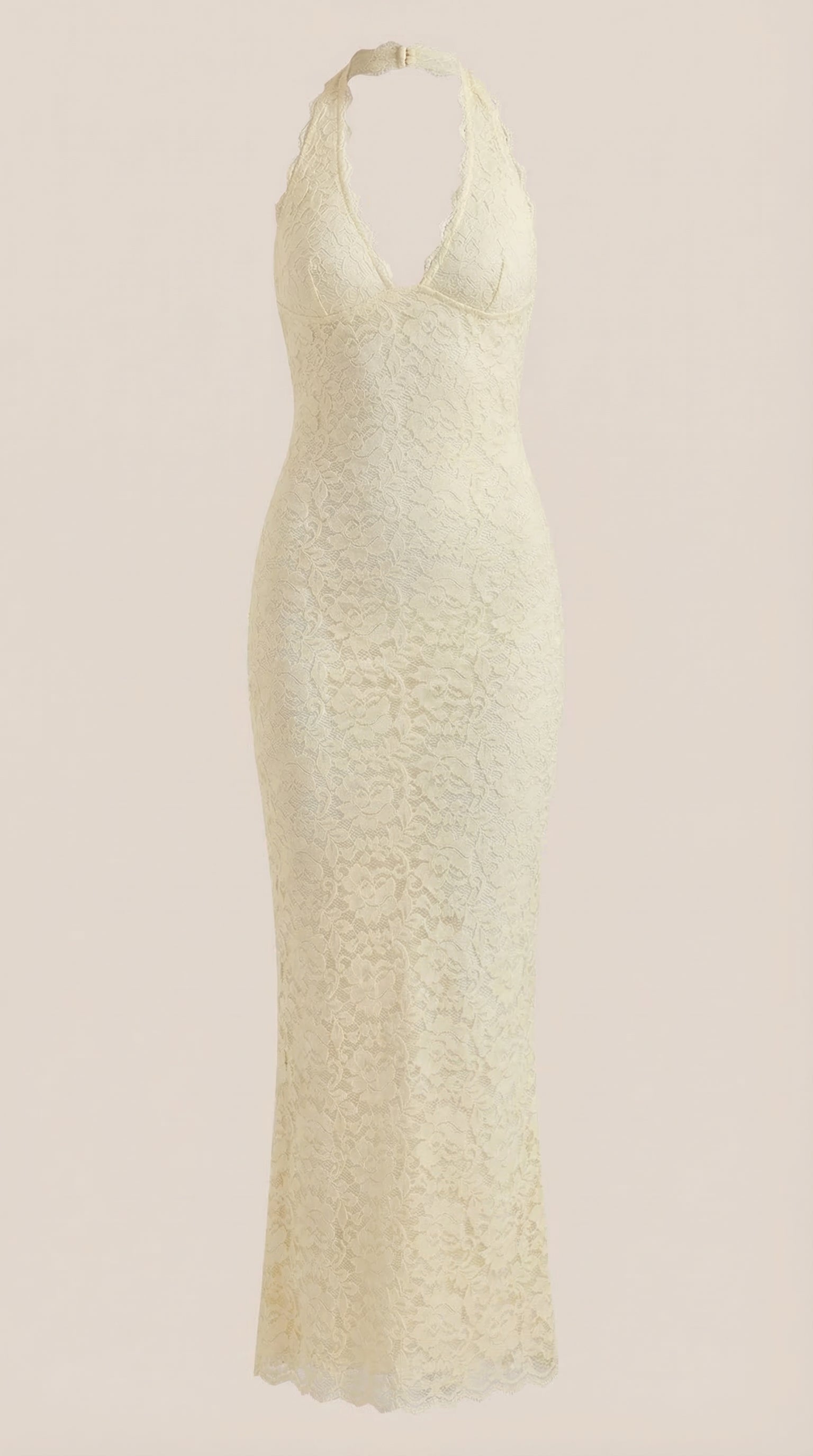 Vestido Maxi Roxanne de Encaje con Escote Halter
