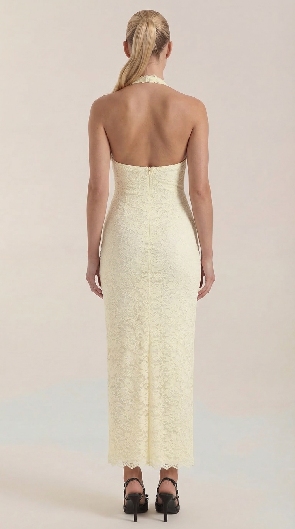 Vestido Maxi Roxanne de Encaje con Escote Halter