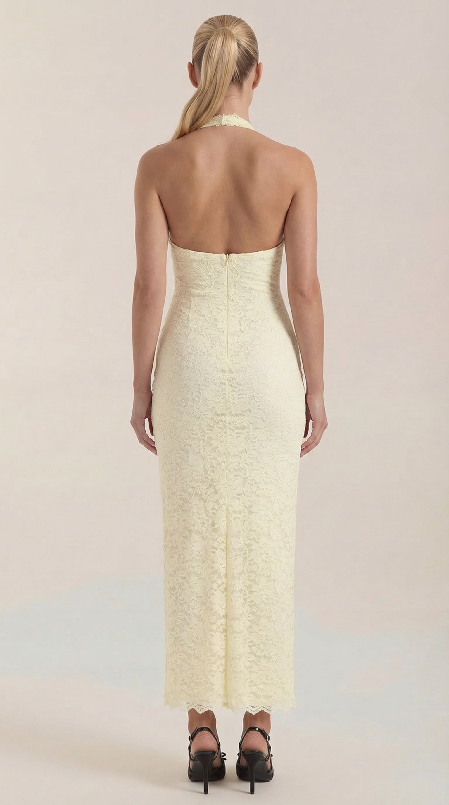 Vestido Maxi Roxanne de Encaje con Escote Halter
