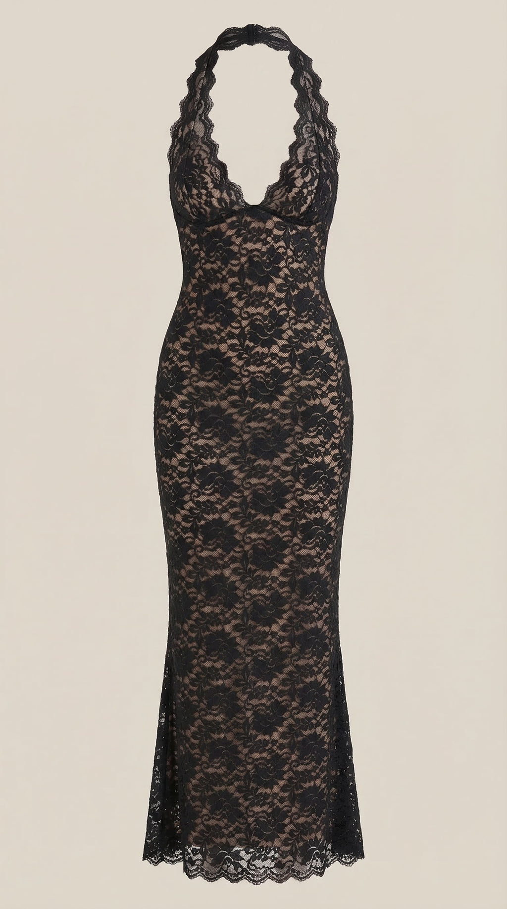 Vestido Maxi Roxanne de Encaje con Escote Halter