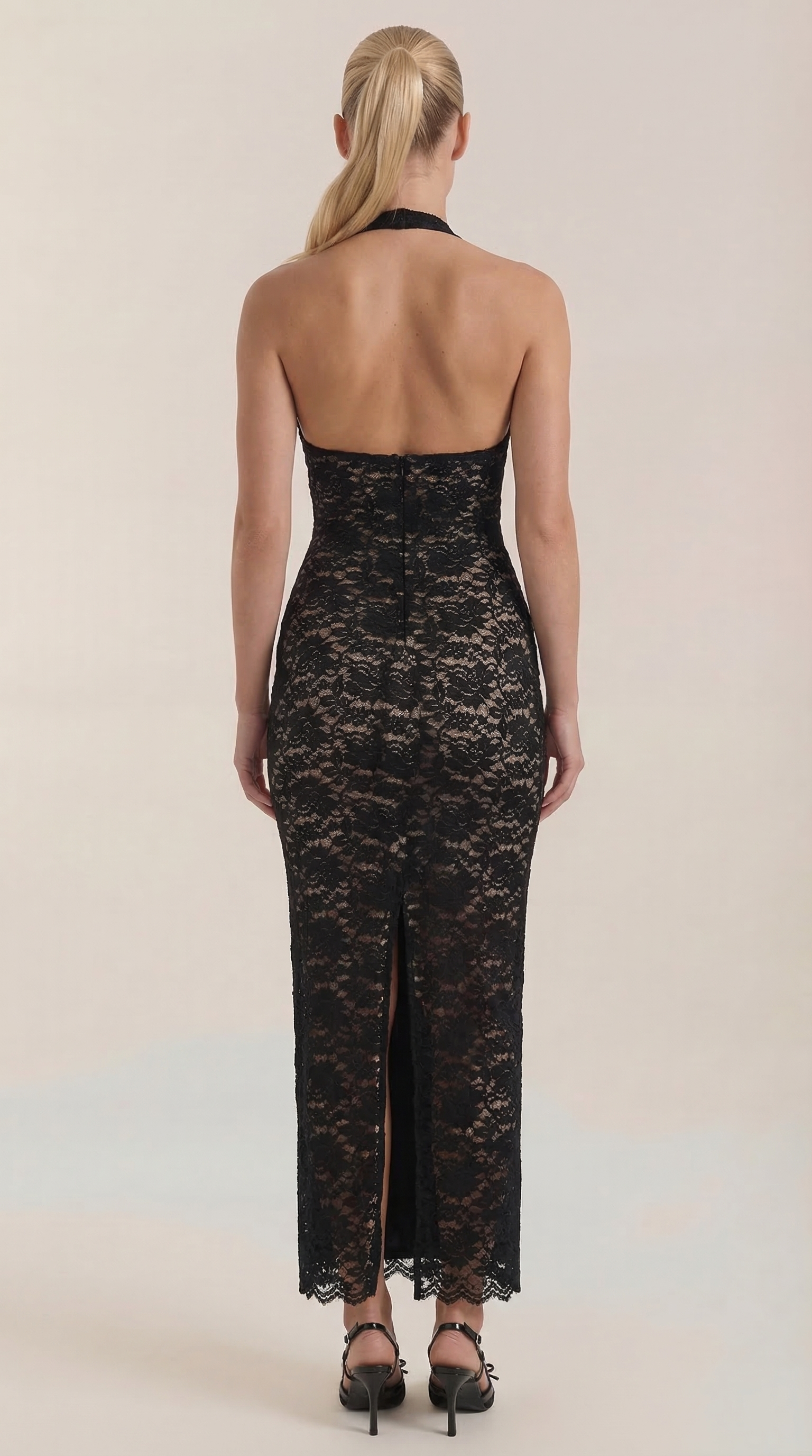 Vestido Maxi Roxanne de Encaje con Escote Halter